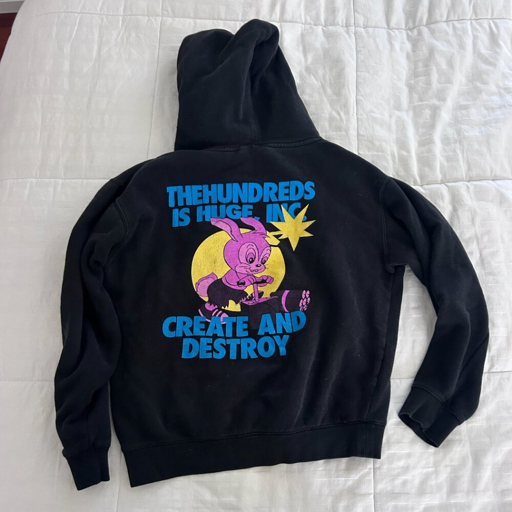 The Hundreds Black Hoodie “Create and Destroy” Bunny Dynamite Graphic Large